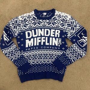 The office Blue and White Men's ugly holiday Sweater